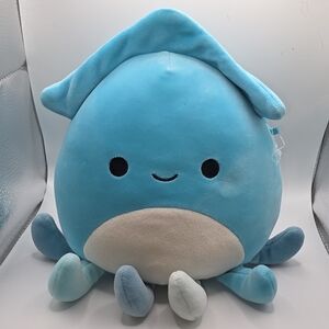 Sky‎ the Squid Squishmallows 10" Teal Plush Sea Life Squad Kellytoy EUC